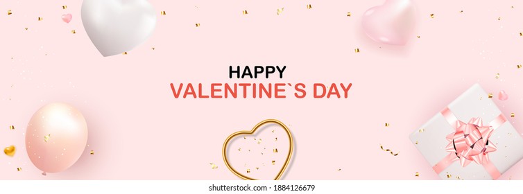 Valentine's Day Background Design with Realistic Lips and Heart. Template  for advertising, web, social media and fashion ads.  Poster, flyer, greeting card. Vector Illustration