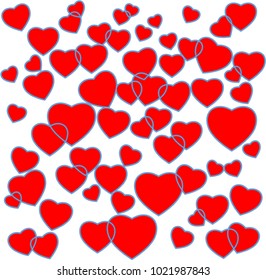 Valentine's Day Background design with Red Hearts