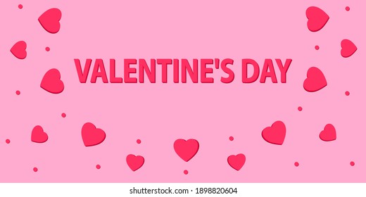 diseño de fondo del día de San Valentín con corazón rojo. diseño de corazón rosa. diseño de pancartas para el día de San Valentín. diseño de saludo de día de San Valentín horizontal.