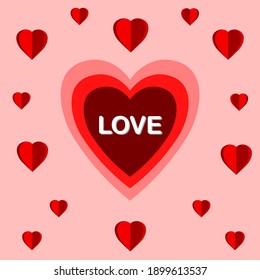 valentine's day background design with red heart. poster design for valentine's day. pink background. horizontal banner and banner design.