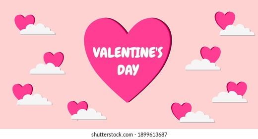 valentines day background design with red heart pink heart design. banner design for valentine's day. pink background. horizontal banner design.