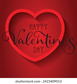 valentine's day background design with red heart. pink heart design. banner design for valentine's day. horizontal valentines day greeting design. Valentine's day concept background. Vector file.