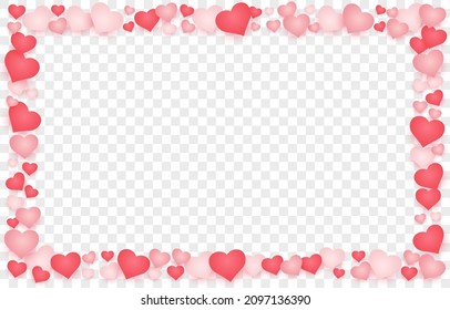 Valentine's Day background design with scattered heart stickers. Cute love illustration for Happy Women's, Mother's, Valentine's Day and Birthday. Vector illustration isolated on png.
