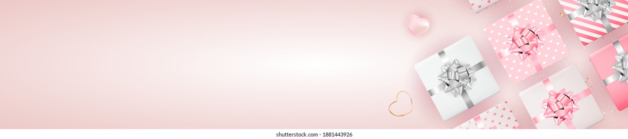 Valentine's Day Background Design. Template  for advertising, web, social media and fashion ads.  Horizontal poster, flyer, greeting card, header for website  Vector Illustration