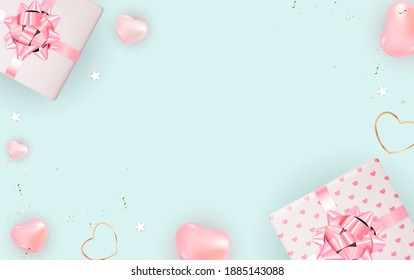Valentine's Day Background Design. Template  for advertising, web, social media and fashion ads.  Poster, flyer, greeting card, header for website  Vector Illustration