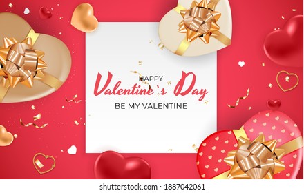 Valentinstag-Hintergrunddesign. Vorlage für Werbe-, Web-, Social-Media- und Mode-Werbung.  Poster, Flyer, Grußkarte, Kopfzeile für Website Vector Illustration