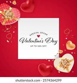 Valentine's Day Background Design. Template  for advertising, web, social media and fashion ads.  Poster, flyer, greeting card, header for website  Vector Illustration