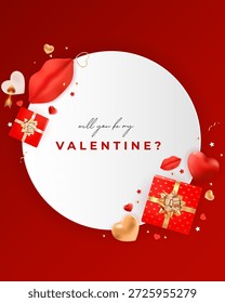 Valentinstag-Hintergrunddesign. Vorlage für Werbung, Web, Social Media und Modeanzeigen.  Poster, Flyer, Grußkarte, Header für Website Vectorgrafik