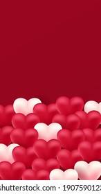 Valentine's Day background design with text space using red and white color of heart shape .