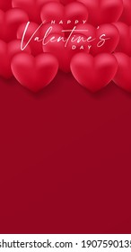 Valentine's Day background design with text space using red and white color of heart shape .