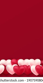 Diseño de fondo del Día de San Valentín con espacio de texto usando color rojo y blanco de forma cardíaca .