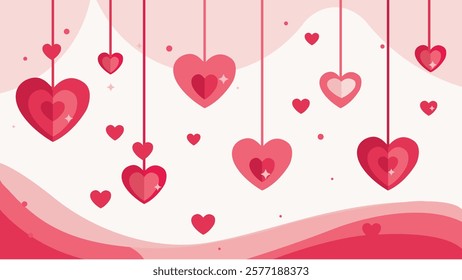 Valentines day Background Design Vector , Love and Heart Vector pink Background