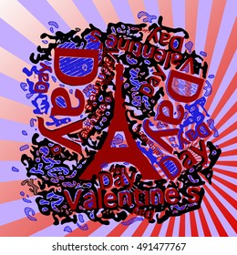 Valentines day background with Eiffel tower