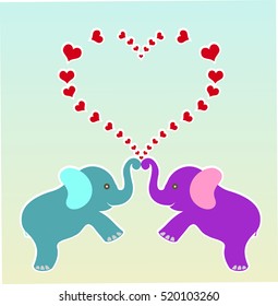 Valentines day background elephants