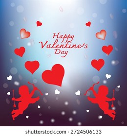  Fondo de San Valentín presenta corazones y Cupido.