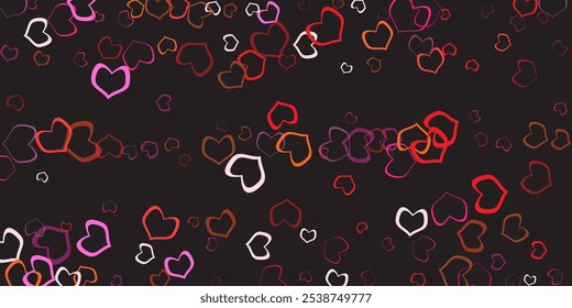 Valentine's Day background February 14th with pink hearts and confetti. Heart confetti of Valentines petals falling on transparent background.