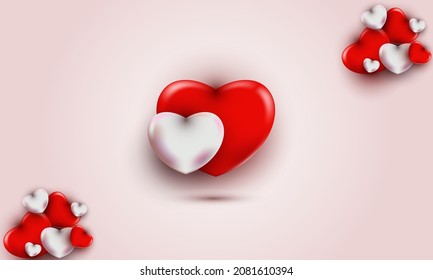 Valentine's Day Background. Festive background with 3D hearts