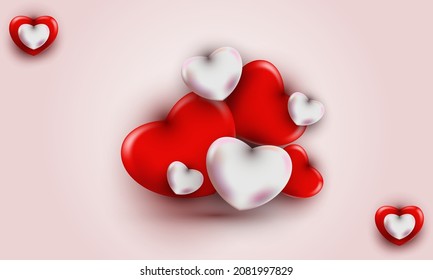 Antecedentes del Día de San Valentín. Fondo festivo con corazones 3D