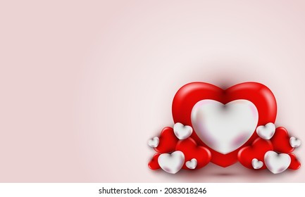 Antecedentes del Día de San Valentín. Fondo festivo con corazones 3D