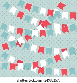 Valentine's Day background with flags. Festive vector background Eps 10