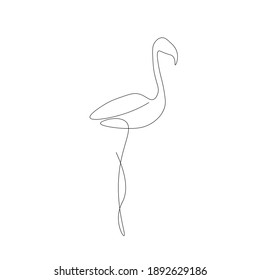 Valentines day background with flamingo bird and heart love, vector illustration