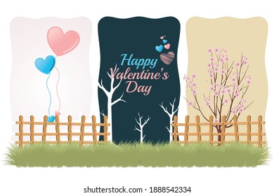 Valentine's day background in flat design, romantic season