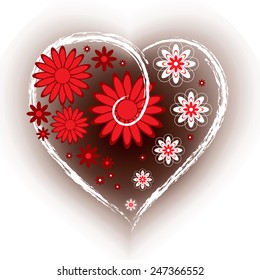 Valentines Day Background. Floral Heart.