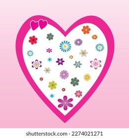 Valentines day background with flowers inserted into heart shape