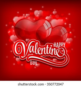 Valentine's day background with flying bubbles hearts. Vector illustration. 