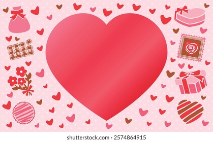 Valentine's Day background frame featuring cute hand-drawn illustrations of hearts and chocolates_Present_Gift title material