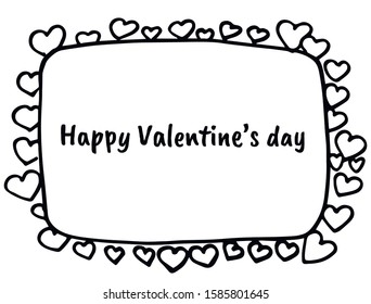 Valentine's Day background frame with hand drawn elements, vector illustration. Greeting card, invitation, banner concept