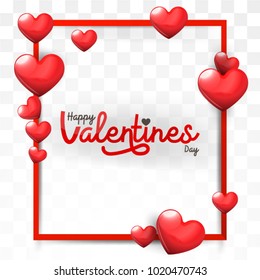 Valentines day background frame with heart shaped ornament