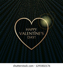 The Valentines day background with frame on dark textile background.  Vector illustration.