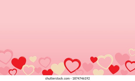 Marco de fondo de San Valentín, tres corazones de colores