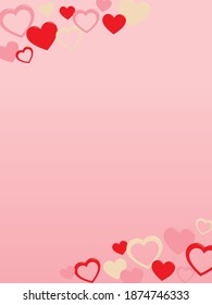 Valentine's day background frame, three colored hearts