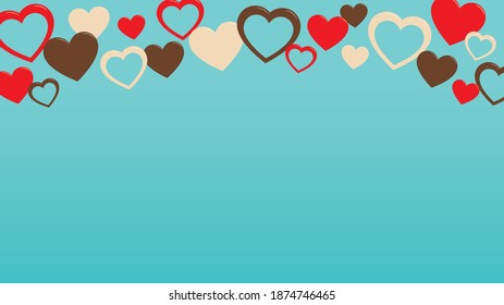 Valentine's day background frame, three colored hearts