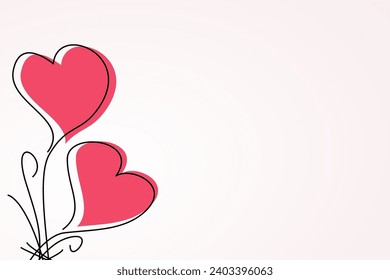 Valentine's day background free copy space area, with hand drawn 2 heart icons. design for banner, greeting card, poster, social media. love theme vector