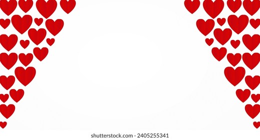 Valentine's Day background with free copy space area. arrangement of red heart icons. vector for banner, greeting card, poster, web, social media.