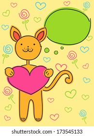 valentines day background with funny cat