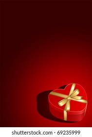 Valentine's Day background with gift box and Hearts, illustration