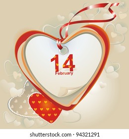 Valentine's Day background. Gift card In the form of heart. Vector  illustration.