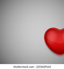 Valentine's Day background. Glossy heart on gray background. EPS10 vector