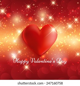 Valentine's Day background with glossy red heart