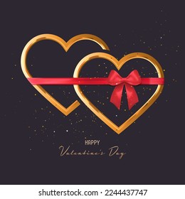 Valentine's day Background with Gold Hearts