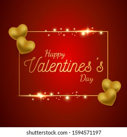 Valentines Day background with golden heart