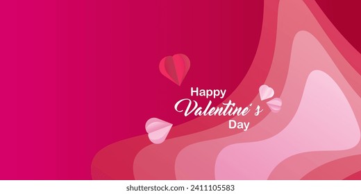 Valentine's day background with gradient colors and hearts. Vector illustrations, banners, flyers, invitations, posters, brochures, discount vouchers.copyspace.