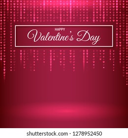 Valentine's Day, background for greeting card or banner on the site, falling matrix of characters, promotional items