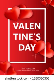 Valentines day background greeting card design template. Party poster, banner or invitation gold glittering stars confetti glitter decoration. Vector background with golden gift bow