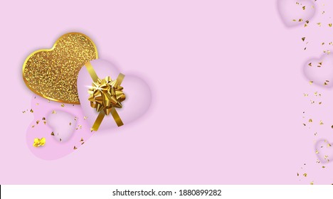 Valentine's Day background. Greeting card. Romantic composition with hearts.