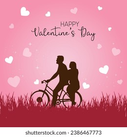 Valentine's Day background greeting card poster banner with romantic hearts pink element Free Vector